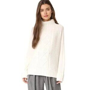 THEORY Easy Mock Neck Cable Knit Sweater Size Small